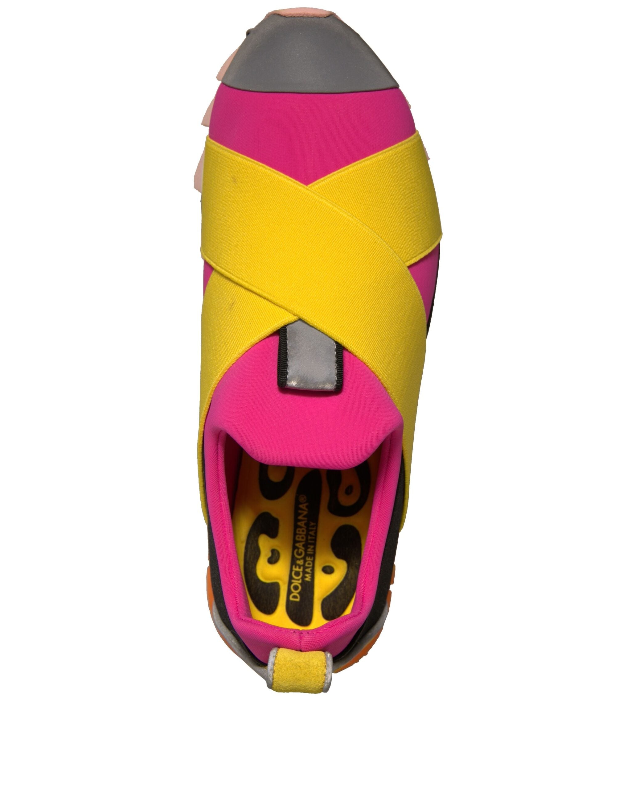 Chaussures sneakers Dolce & Gabbana Ibiza en néoprène multicolore et élastique, vue de face.