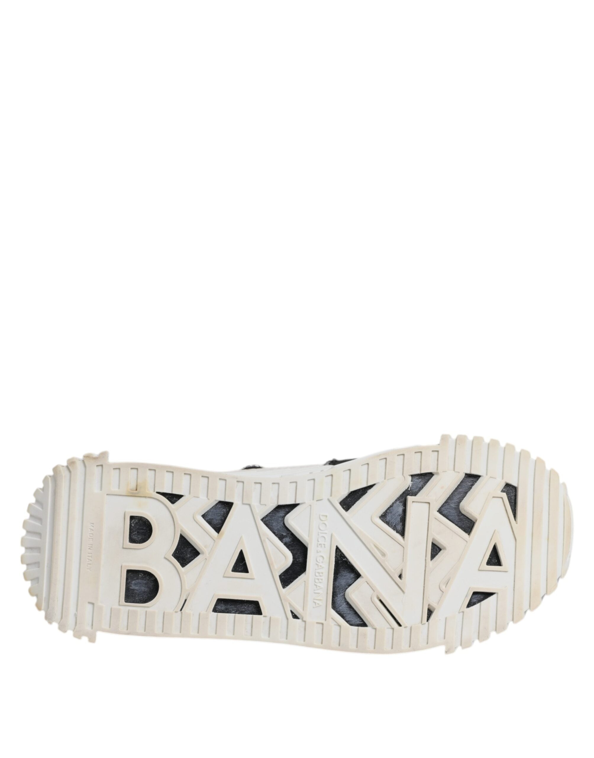 Chaussures sneakers basses Dolce & Gabbana NS1 en blanc et noir, vue de face, pour homme.