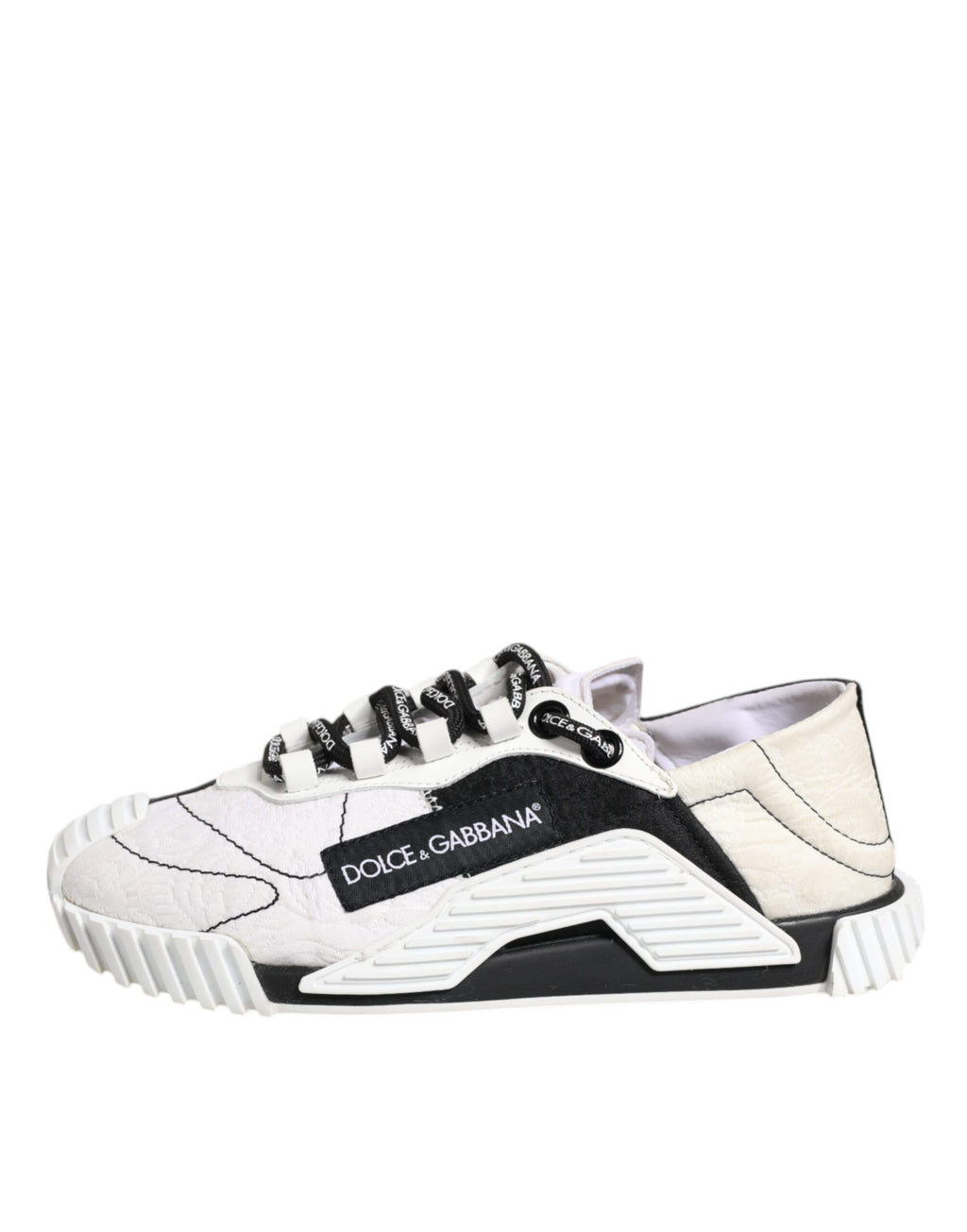 Chaussures sneakers basses Dolce & Gabbana blanc et noir NS1, chaussures de sport élégantes pour hommes.