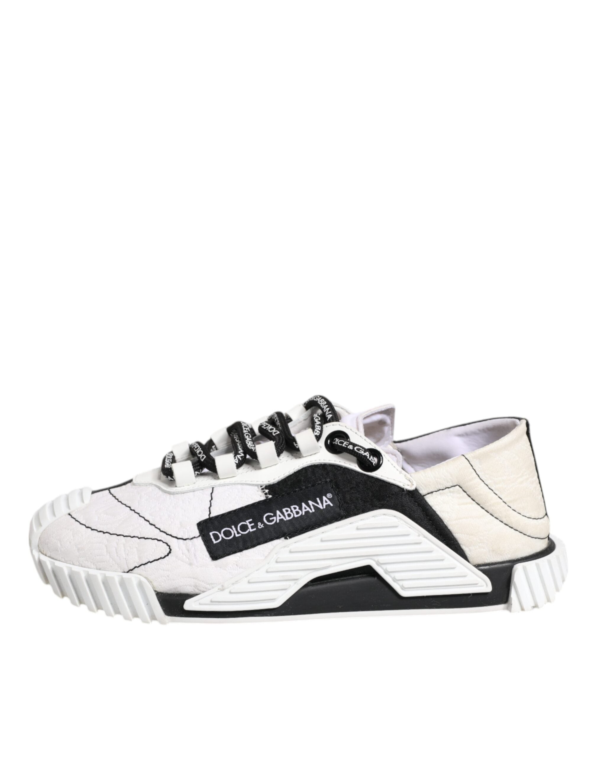 Chaussures sneakers basses Dolce & Gabbana blanc et noir NS1, chaussures de sport élégantes pour hommes.