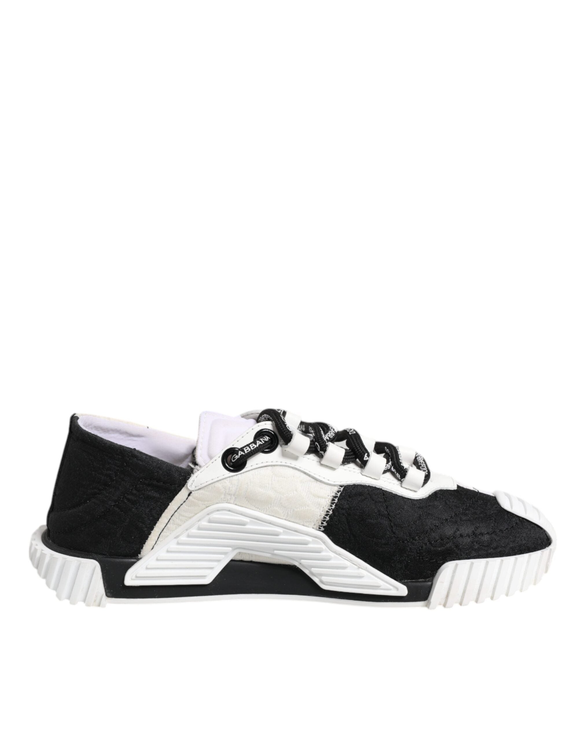 Chaussures sneakers basses Dolce & Gabbana NS1 blanches et noires, chaussures de sport élégantes pour homme.