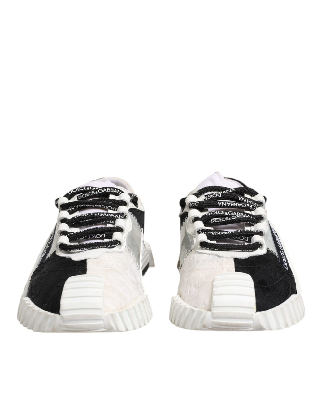 Chaussures sneakers basses Dolce & Gabbana NS1 blanches et noires, style moderne avec design élégant et confortable.