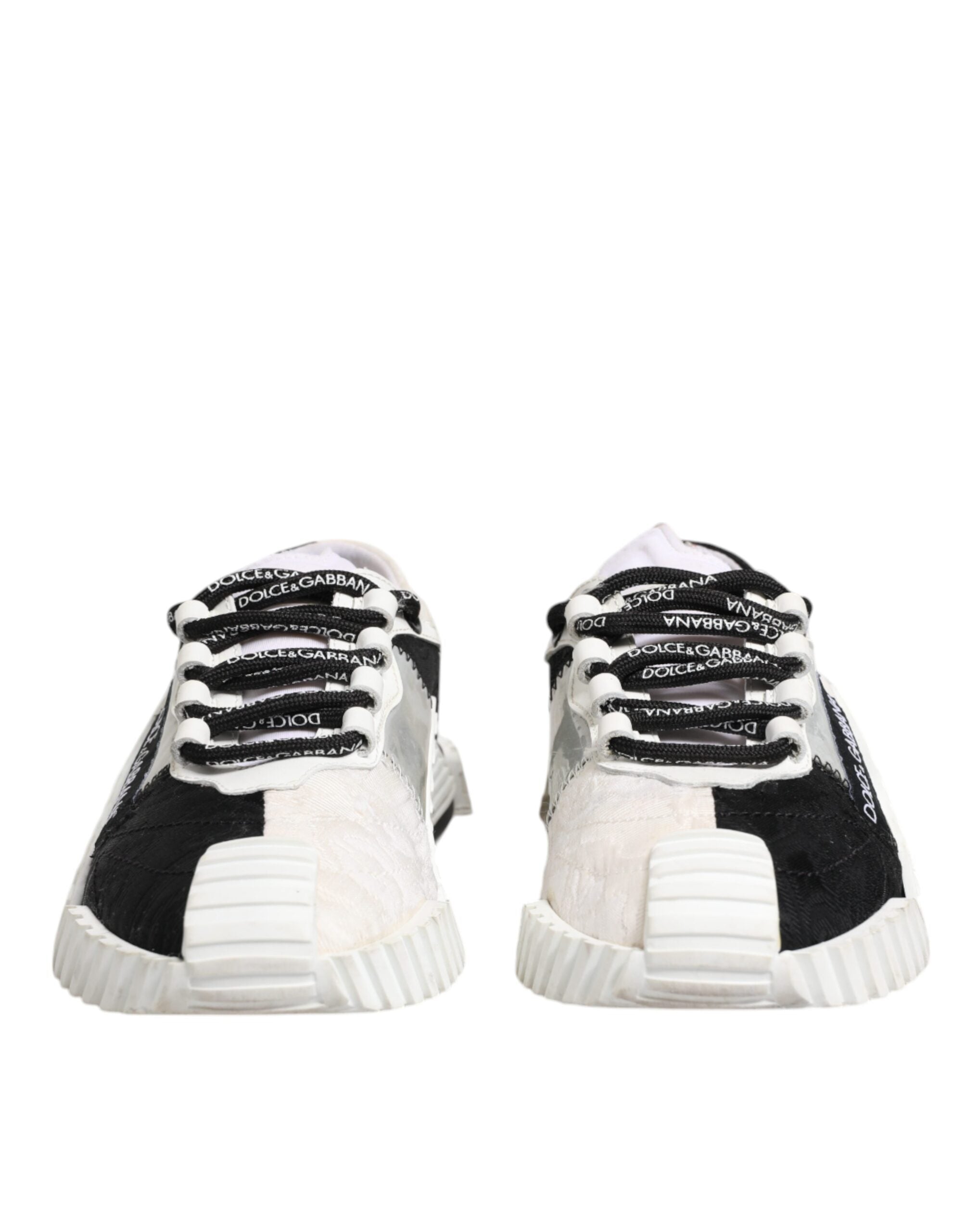 Chaussures sneakers basses Dolce & Gabbana NS1 blanches et noires, style moderne avec design élégant et confortable.