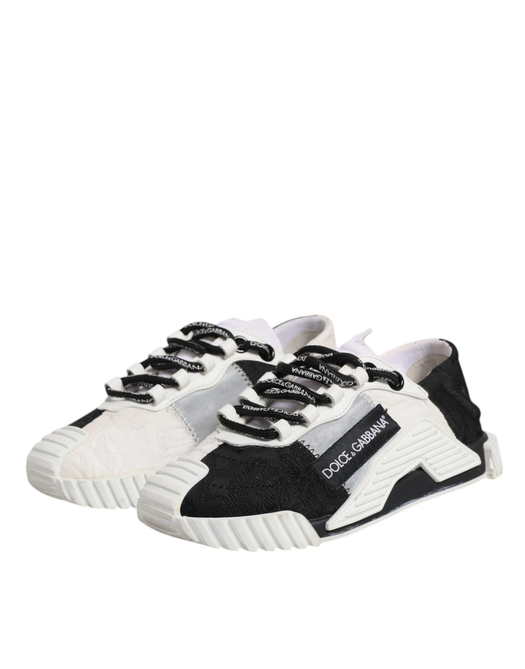 Chaussures sneakers basses Dolce & Gabbana blanc et noir NS1, chaussures décontractées pour homme.