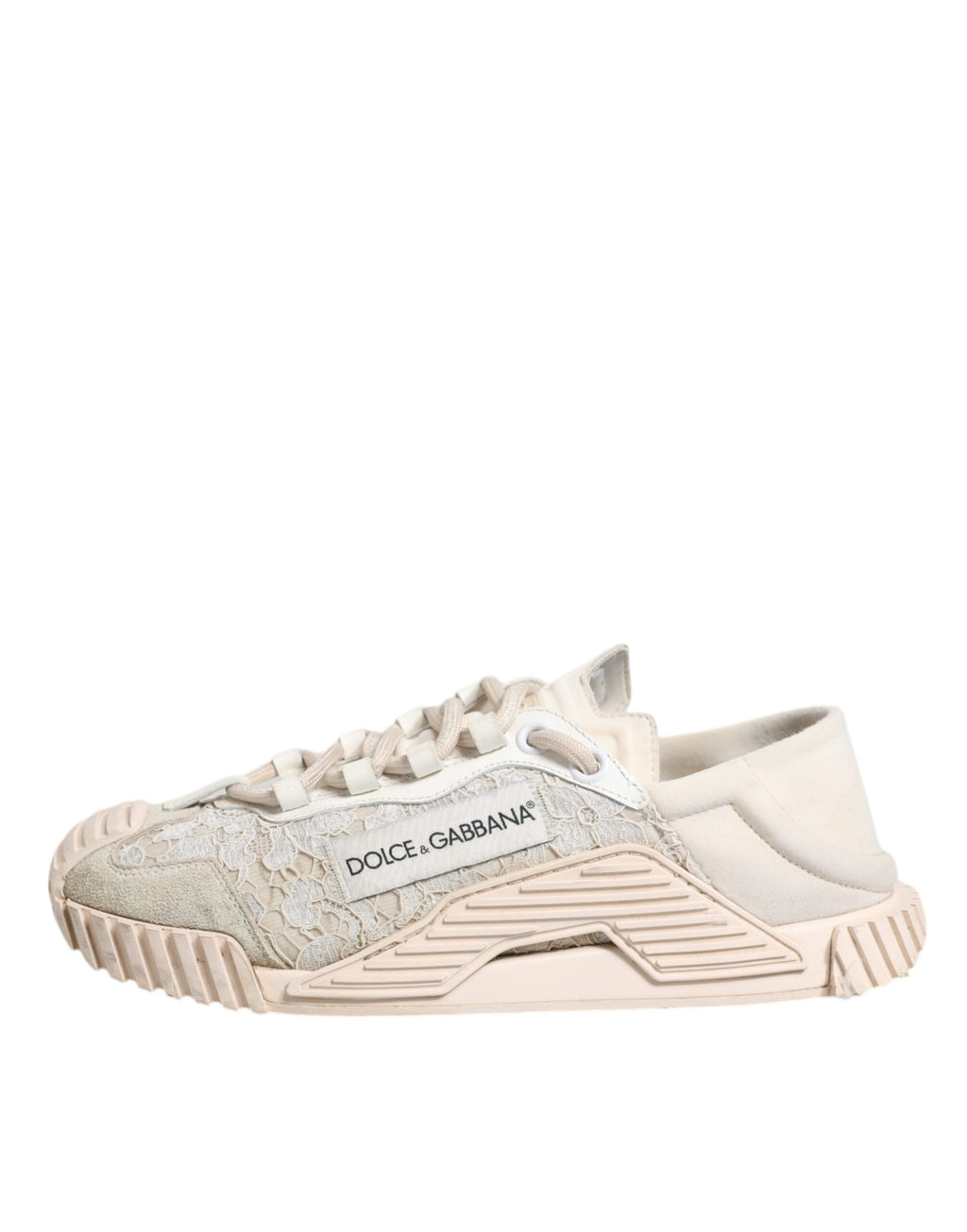 Chaussures de sport Dolce & Gabbana NS1 basses en dentelle blanche, baskets élégantes pour femmes.