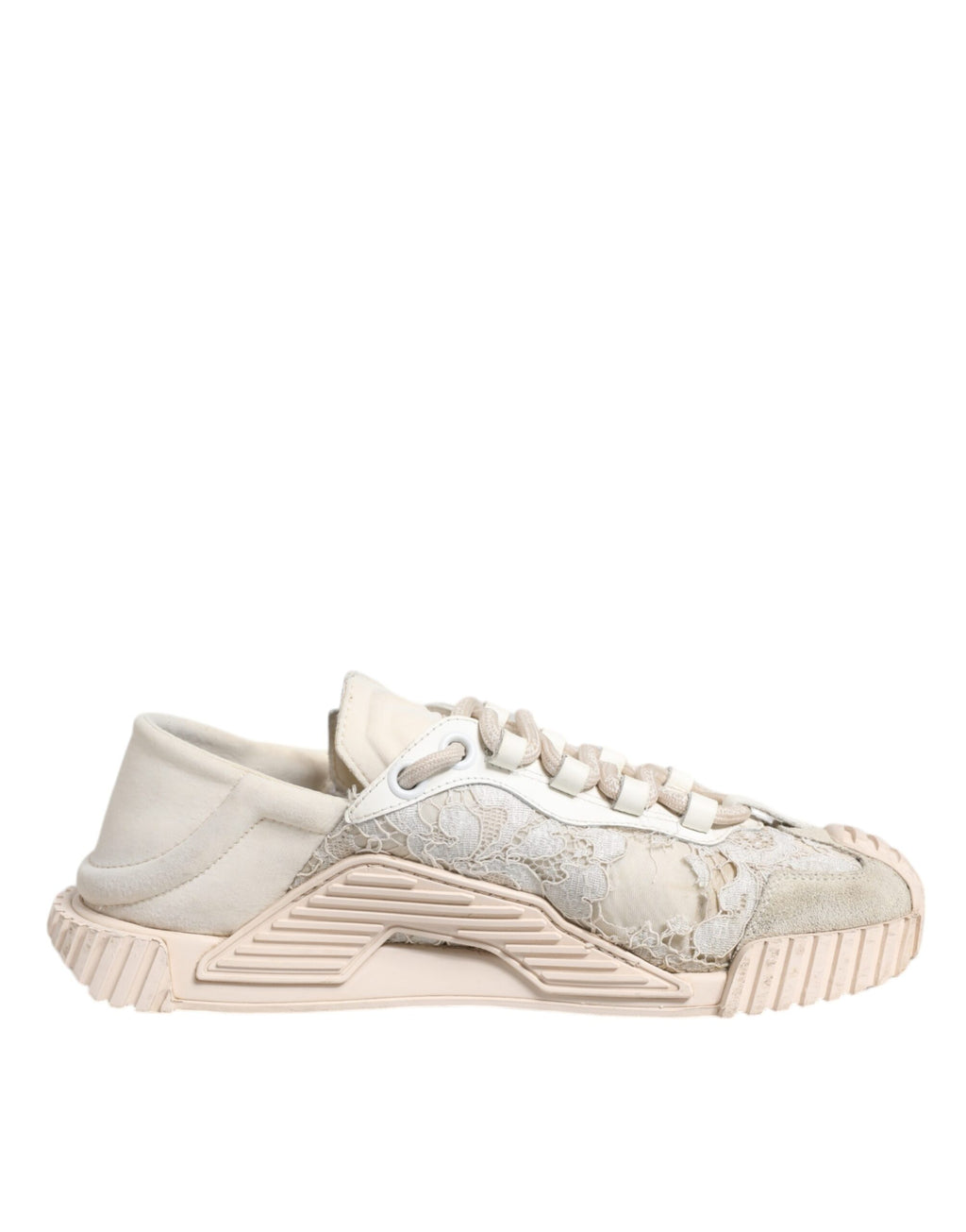 Chaussures de sport basses Dolce & Gabbana en dentelle blanche, sneakers élégants et confortables pour le sport ou la casual.