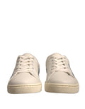 Baskets basses en daim blanc de Dolce & Gabbana, chaussures en cuir pour femmes avec design élégant et moderne.