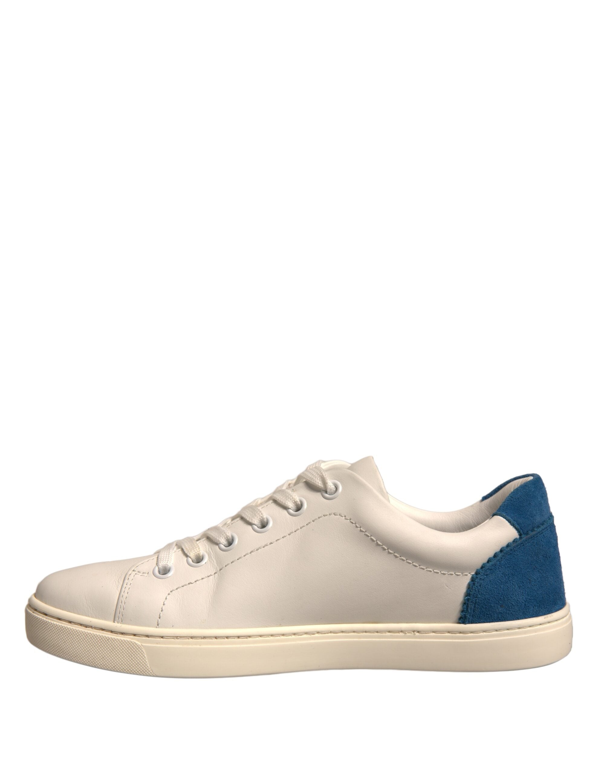 Chaussures basses en daim blanc Dolce & Gabbana, baskets en cuir élégantes avec semelle blanche et design raffiné.