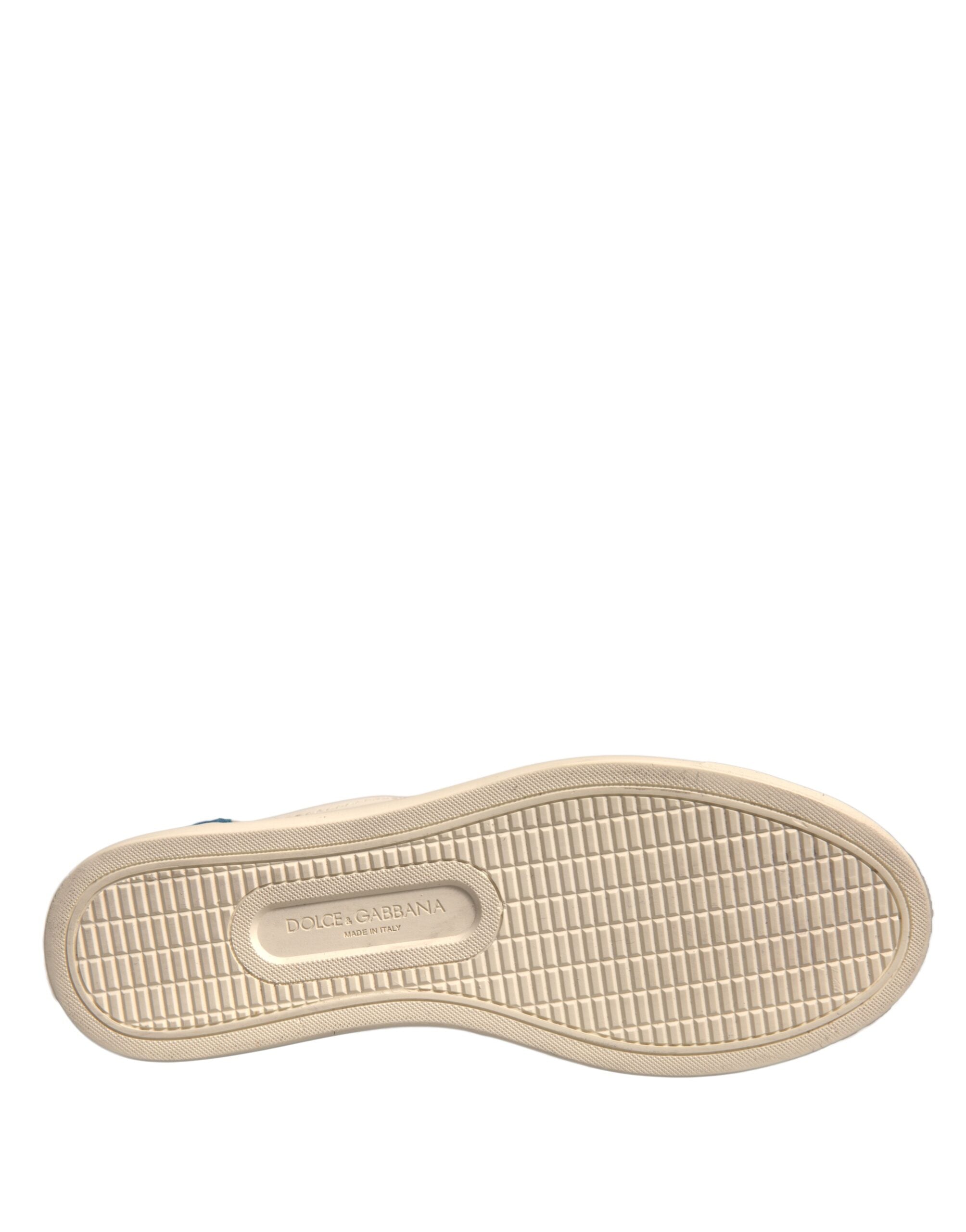Chaussures sneakers basses en daim blanc Dolce & Gabbana, chaussures de mode pour homme et femme, détails en cuir.
