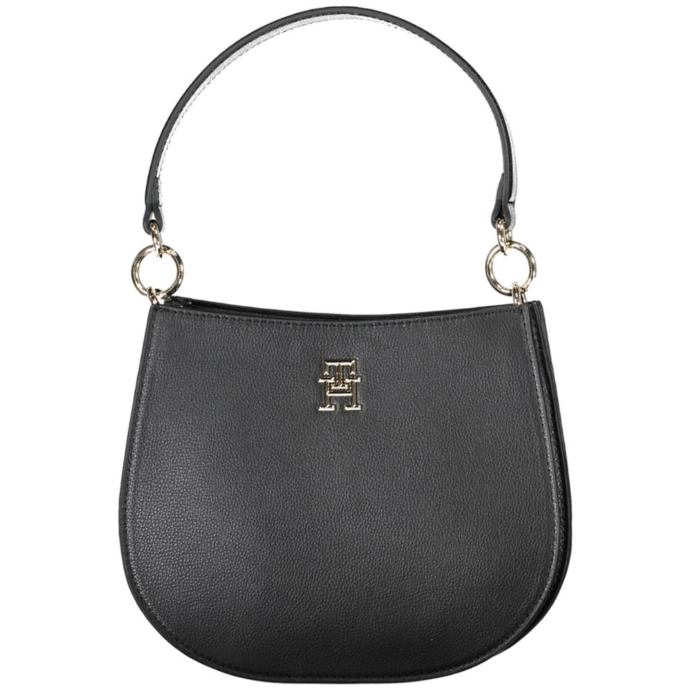 Sac à main en polyester noir Tommy Hilfiger avec détails élégants, parfait pour un look chic et pratique.