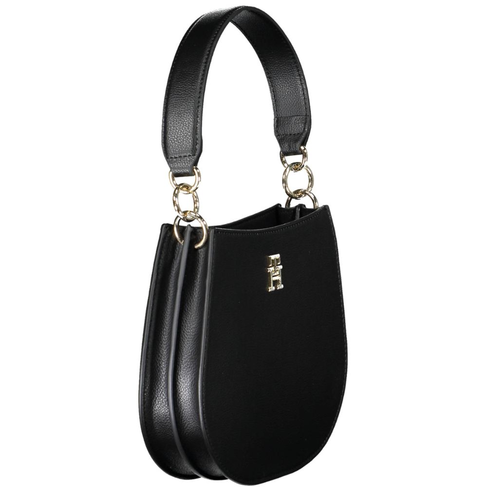Sac à main en polyester noir Tommy Hilfiger, avec détails élégants, pour un style chic et pratique.