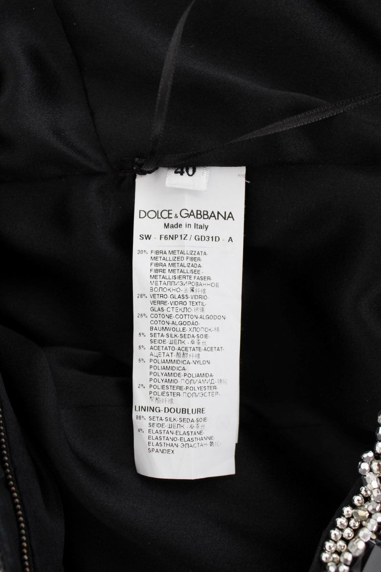 Robe Dolce & Gabbana en cristal argenté, faite à la main, idéale pour une allure élégante et sophistiquée.