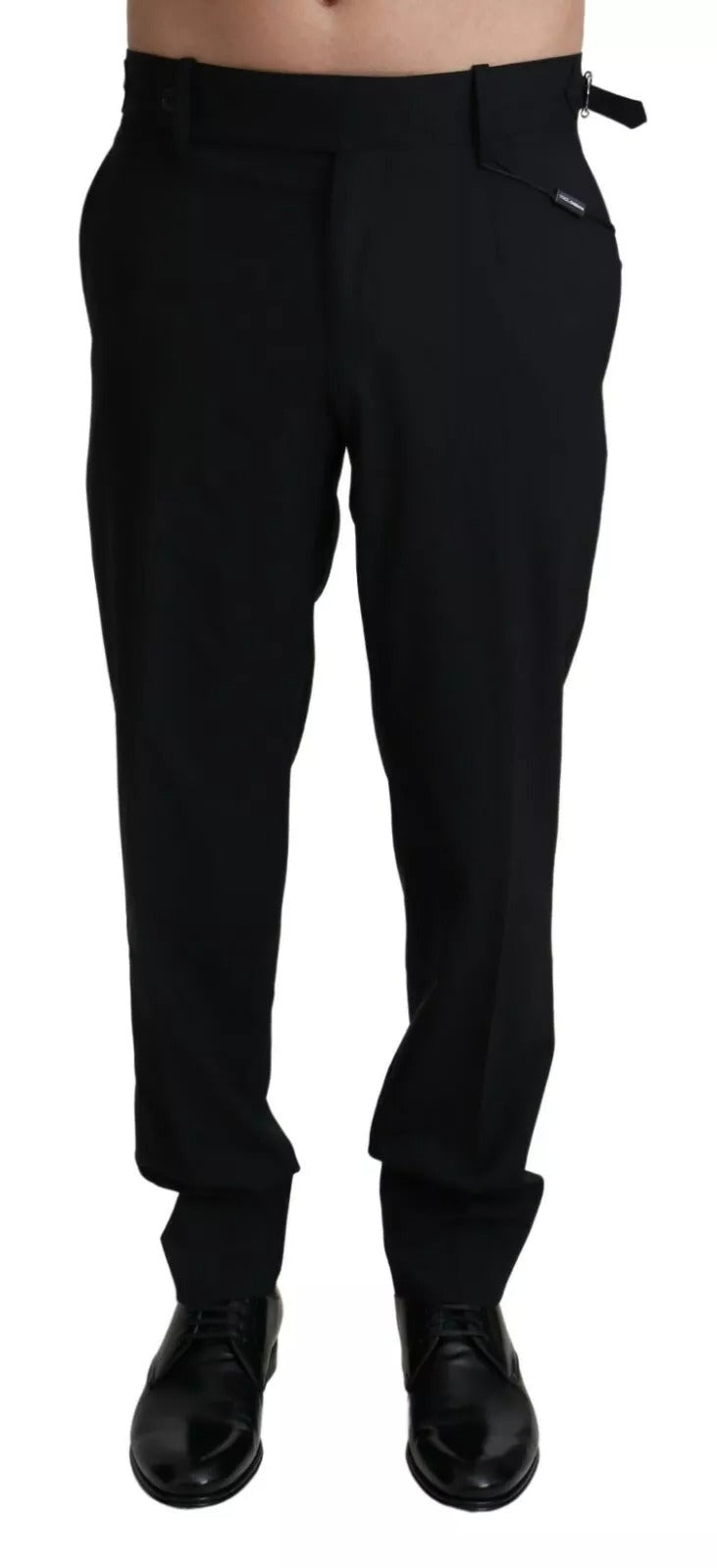 Pantalon en laine stretch noir de Dolce & Gabbana, pantalon élégant pour femme, vue de face sur fond neutre.