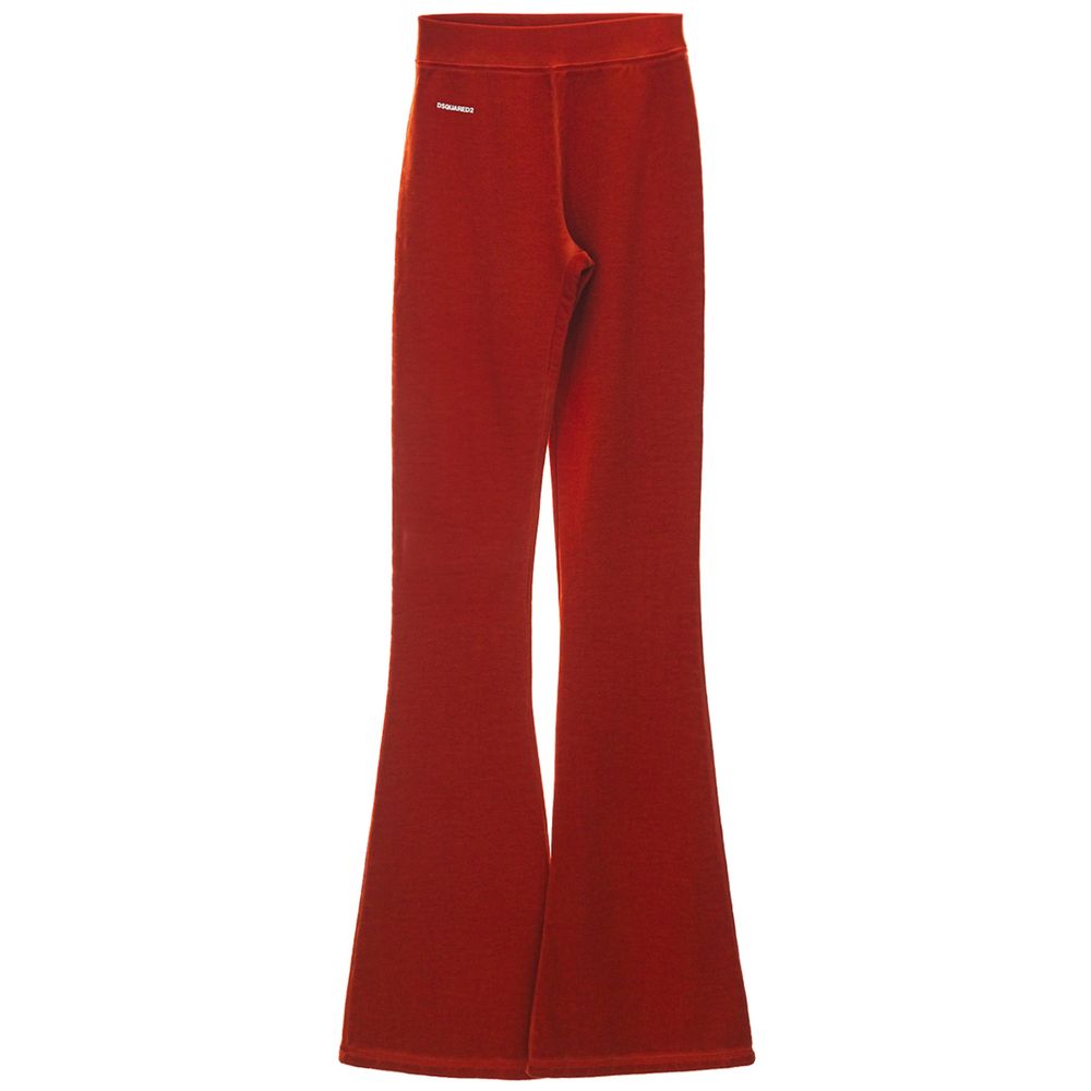 Pantalon de sport en coton rouge Dsquared² avec logo, vue de face, décontracté et confortable pour activité sportive.