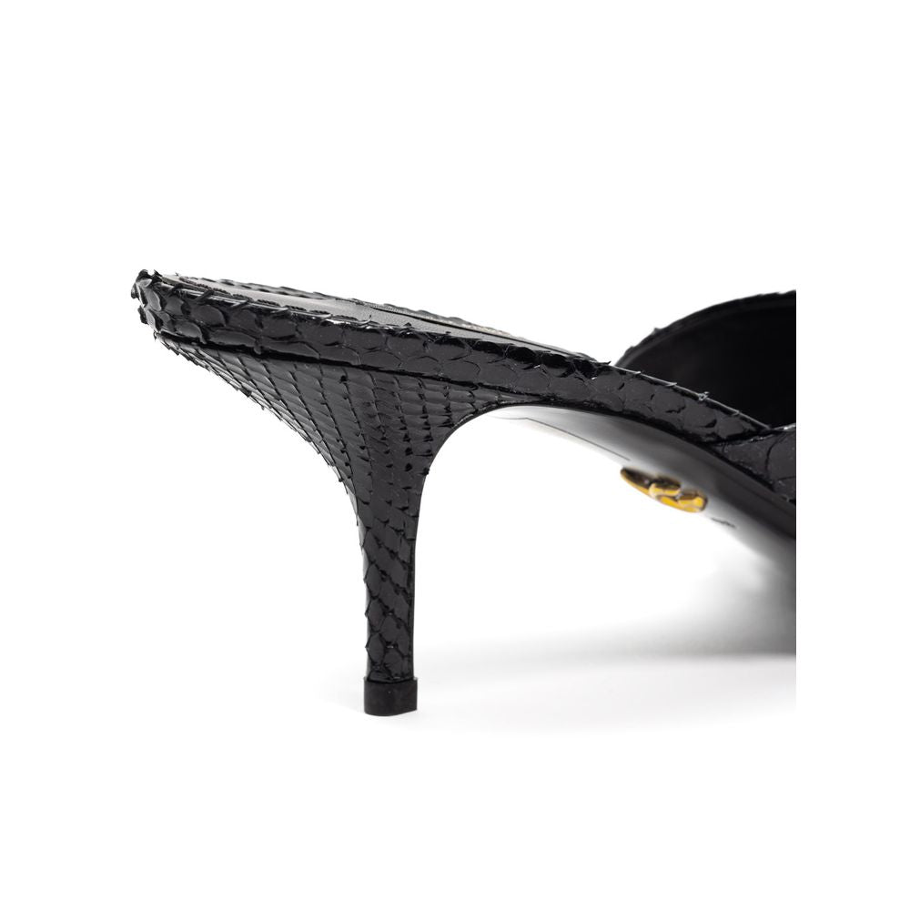 Sandales à plateforme en peau de serpent noire de Dolce & Gabbana, chaussures élégantes avec design sophistiqué.