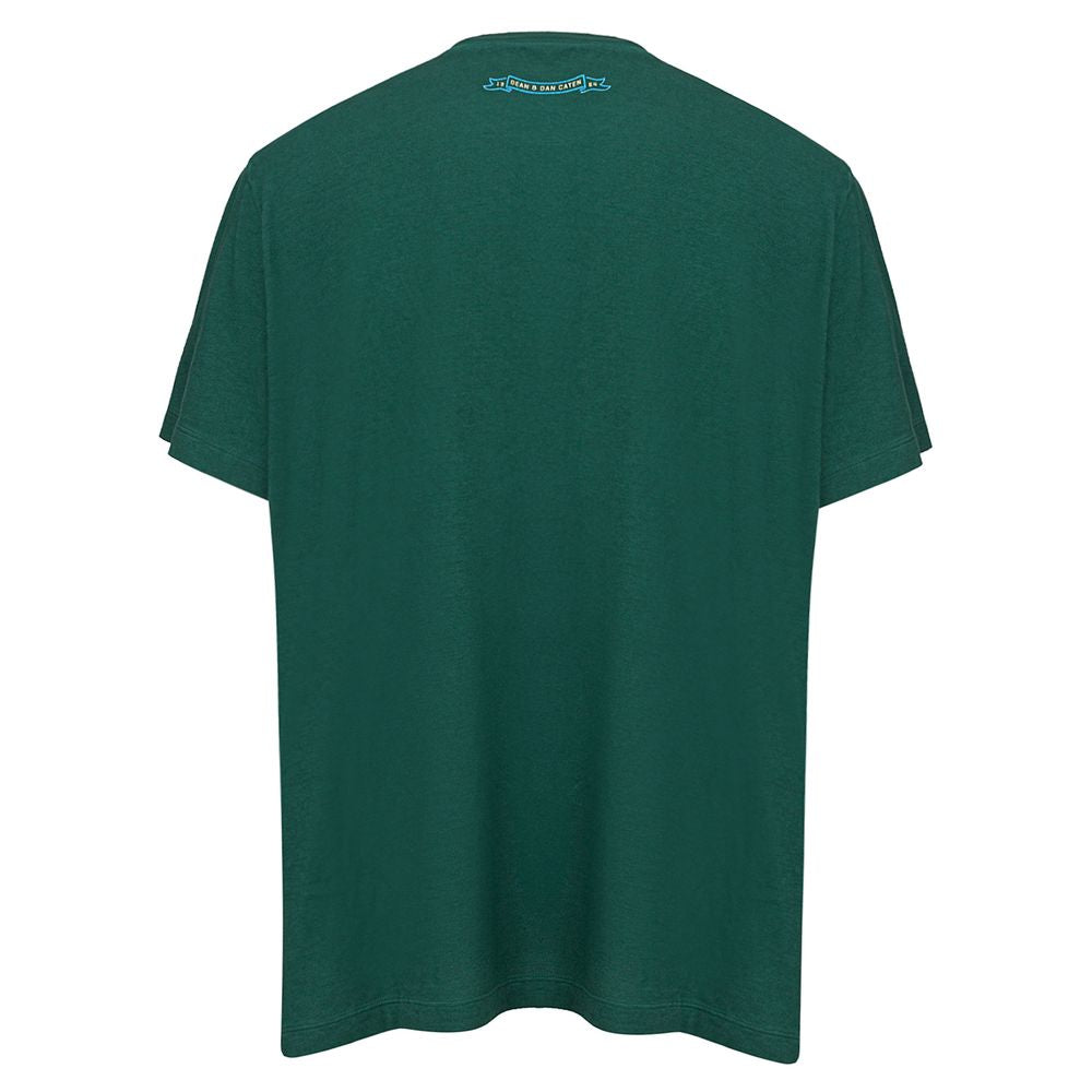 T-shirt en coton vert de la marque Dsquared², coupe classique, porté sur un mannequin, vue de face.