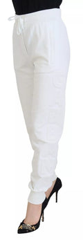 Pantalons de survêtement blancs en coton pour femmes Dolce & Gabbana, style décontracté et confortable, vue de face.