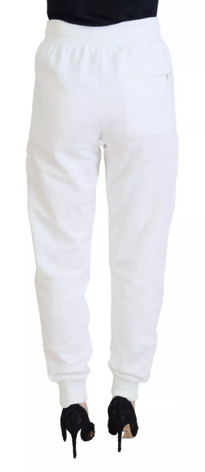 Pantalon de survêtement en coton blanc pour femme de Dolce & Gabbana, pantalon confortable et élégant.
