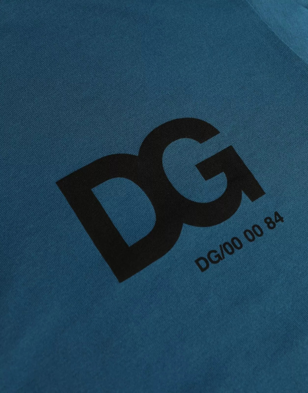 T-shirt en coton à logo bleu Dolce & Gabbana à col rond et manches courtes, vue de face.