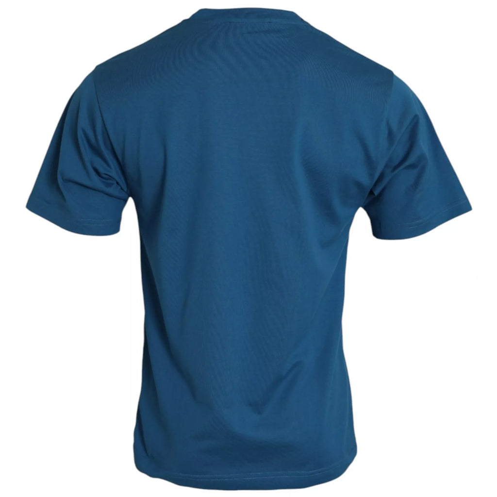 T-shirt en coton à logo bleu Dolce & Gabbana à col rond et manches courtes, vue de face.