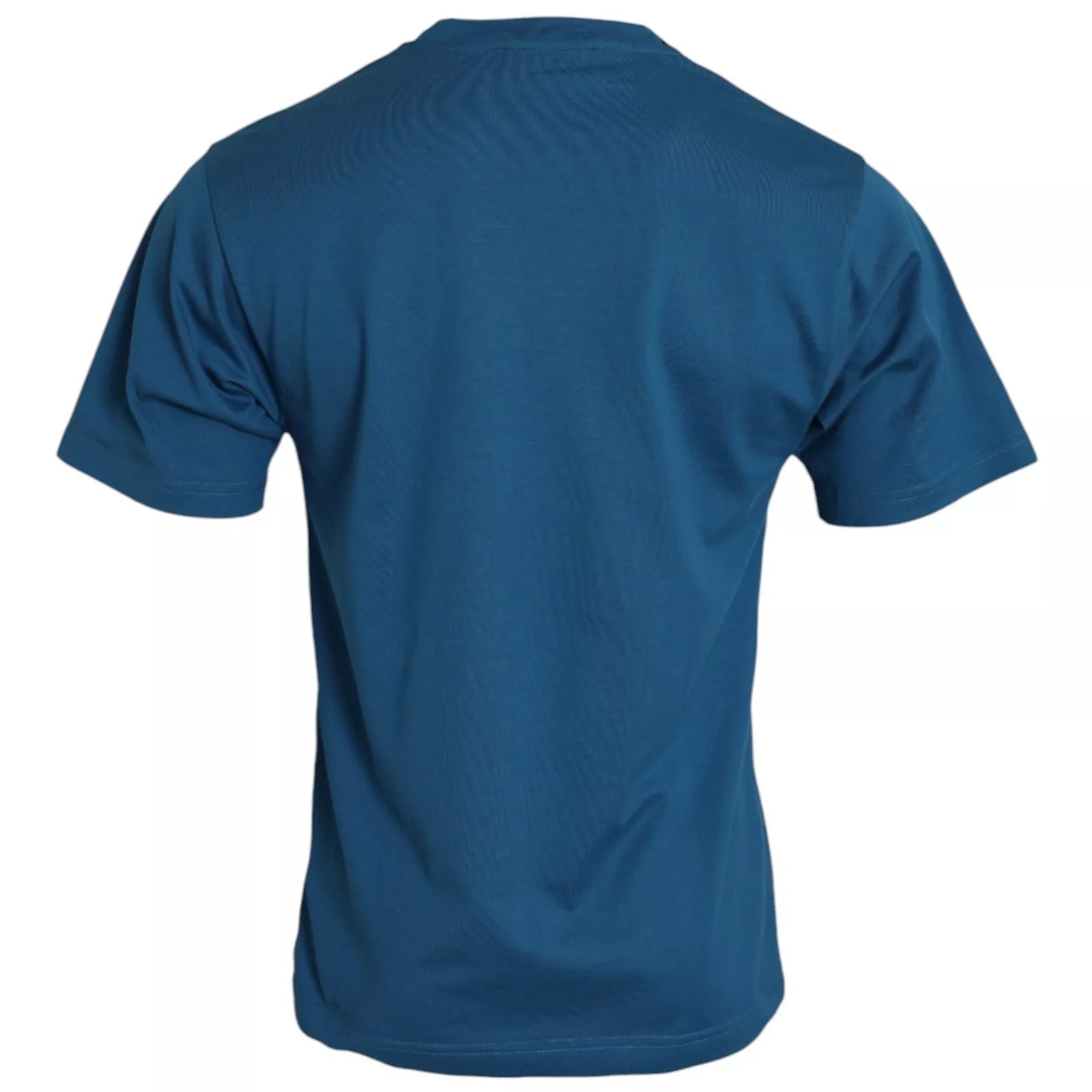 T-shirt en coton à logo bleu Dolce & Gabbana à col rond et manches courtes, vue de face.
