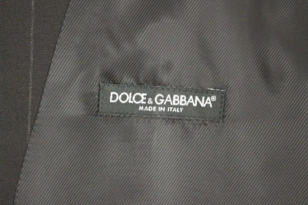 Gilet en laine noir à rayures avec logo Dolce & Gabbana, veste élégante et décontractée pour homme ou femme.