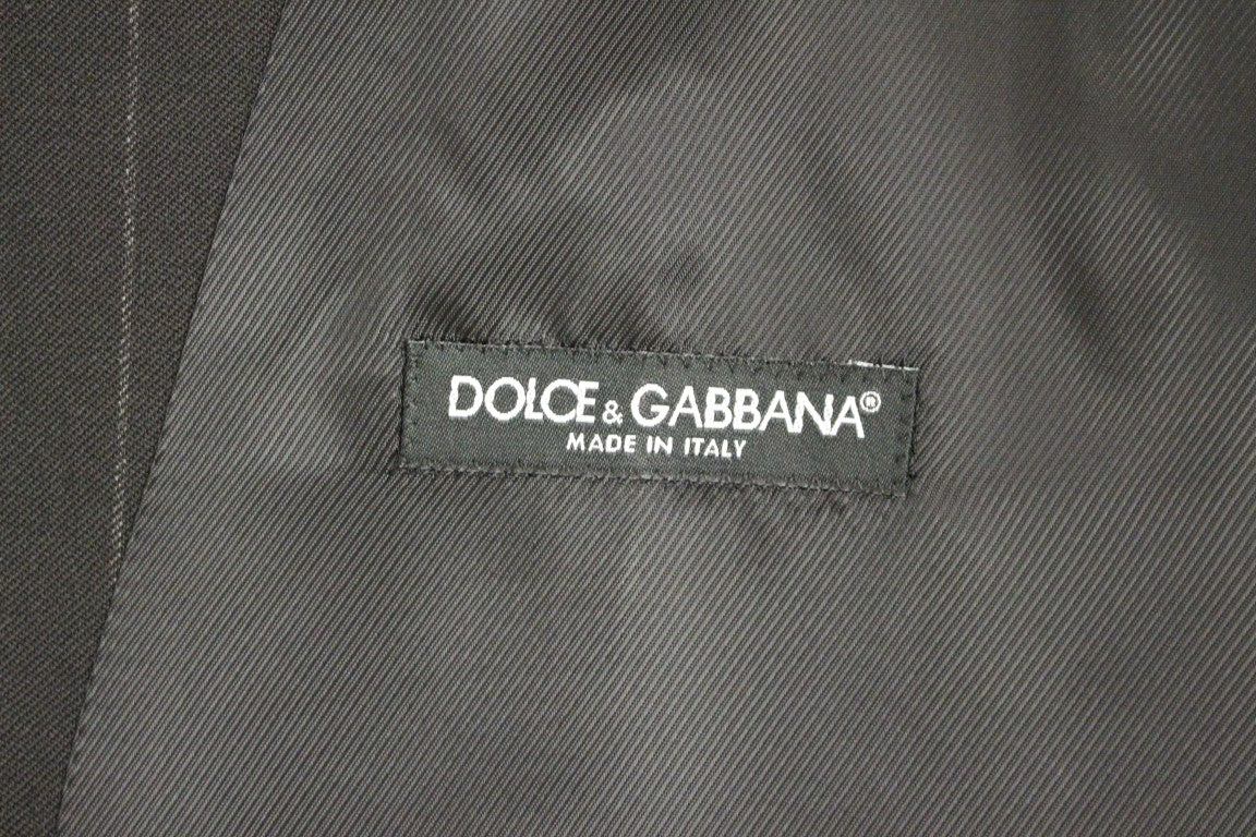 Gilet en laine noir à rayures avec logo Dolce & Gabbana, veste élégante et décontractée pour homme ou femme.