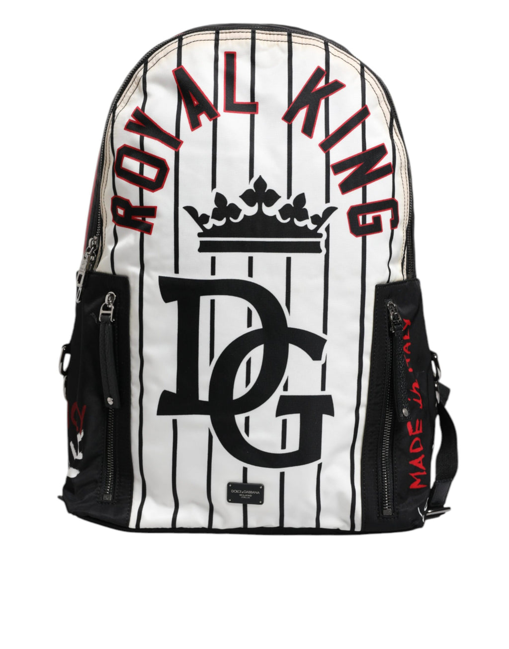 Sac à dos pour homme Dolce & Gabbana Vulcano Royal King, noir et blanc avec motif imprimé, style élégant et tendance.