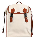 Sac à dos pour homme Dolce & Gabbana en toile beige et marron avec accents en cuir, style élégant et pratique.
