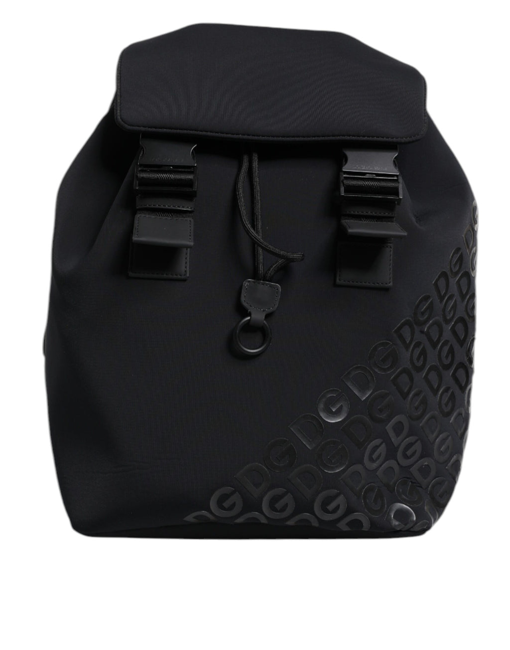 Sac à dos Dolce & Gabbana noir en néoprène et nylon avec logo DG, design élégant et pratique pour un usage quotidien.
