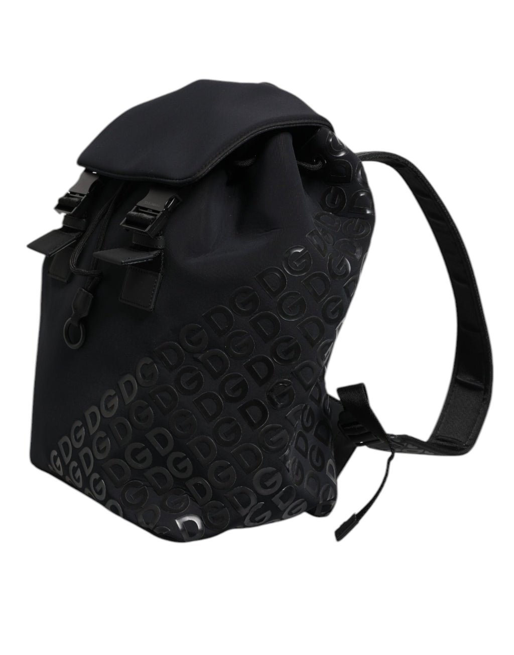 Sac à dos Dolce & Gabbana en néoprène noir avec logo DG, design élégant et pratique pour un style moderne.