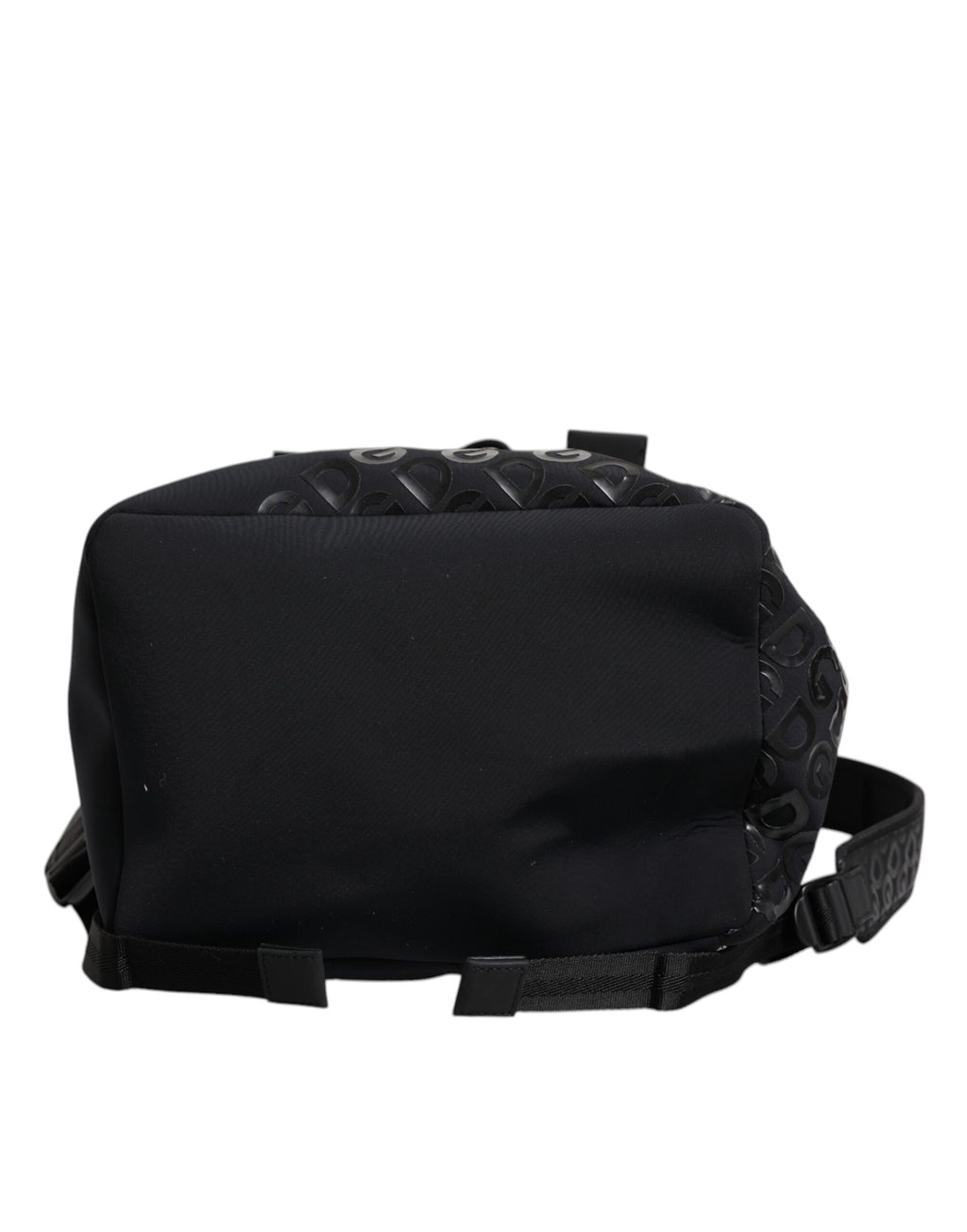 Sac à dos Dolce & Gabbana en néoprène noir avec logo DG, sac d'école élégant et pratique, visible de face avec détails de la marque.
