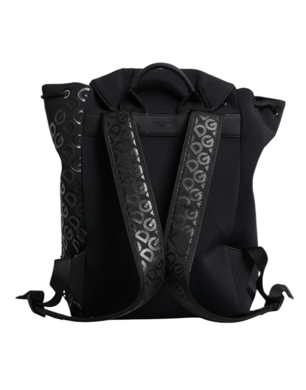 Sac à dos Dolce & Gabbana en néoprène noir avec logo DG, élégant et pratique, visible avec ses détails en nylon.