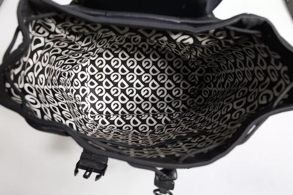 Sac à dos Dolce & Gabbana en néoprène et nylon noir avec logo DG, design scolaire et pratique.