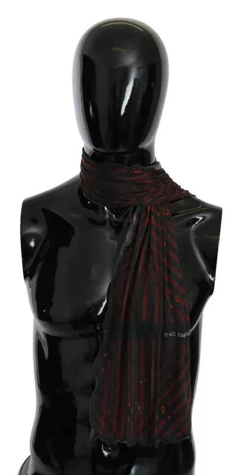 Dolce & Gabbana Black Red Viscose Foulard Branded Scarf