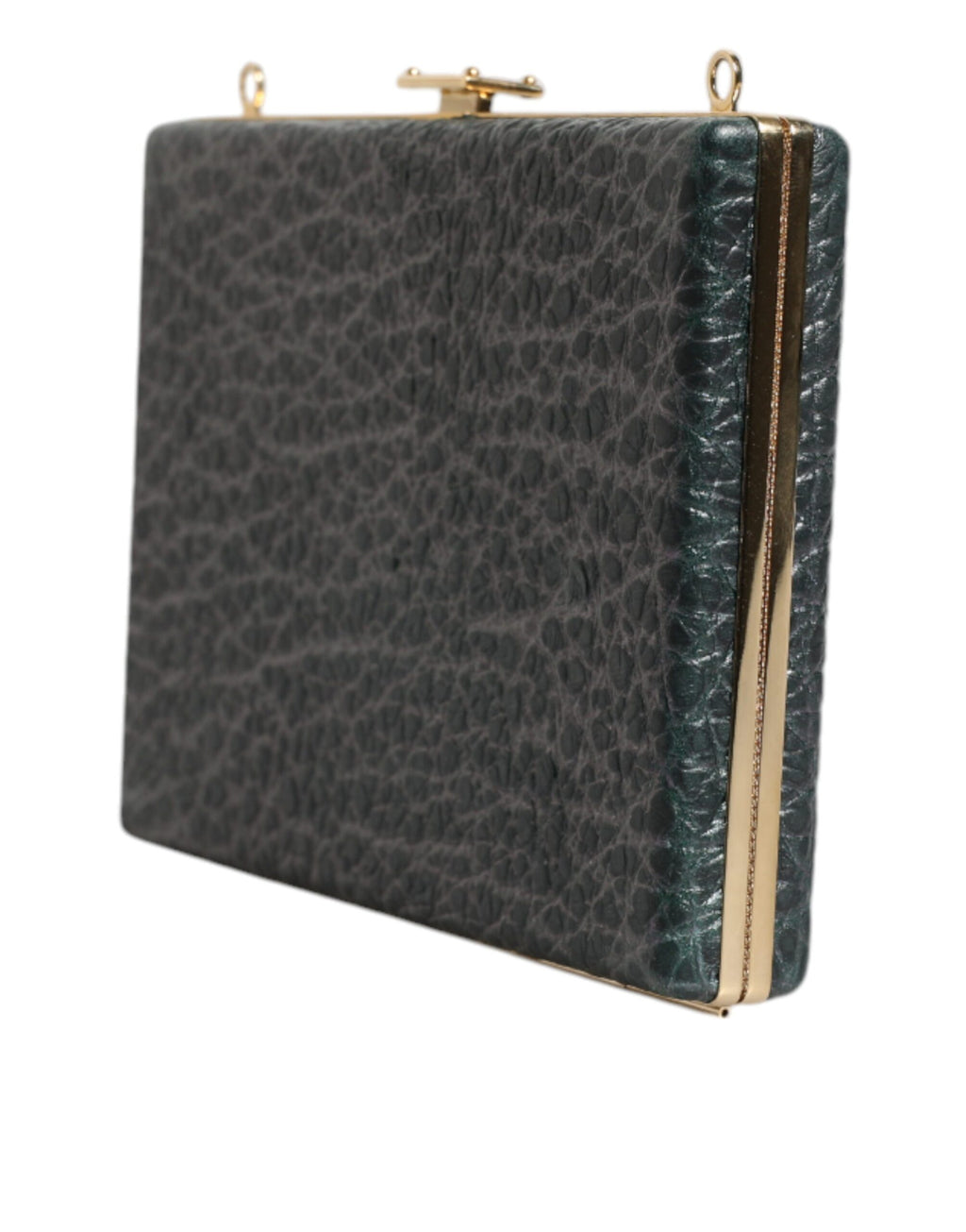Sac clutch noir en cuir Dolce & Gabbana, élégant sac de soirée en bandoulière avec finition sophistiquée.