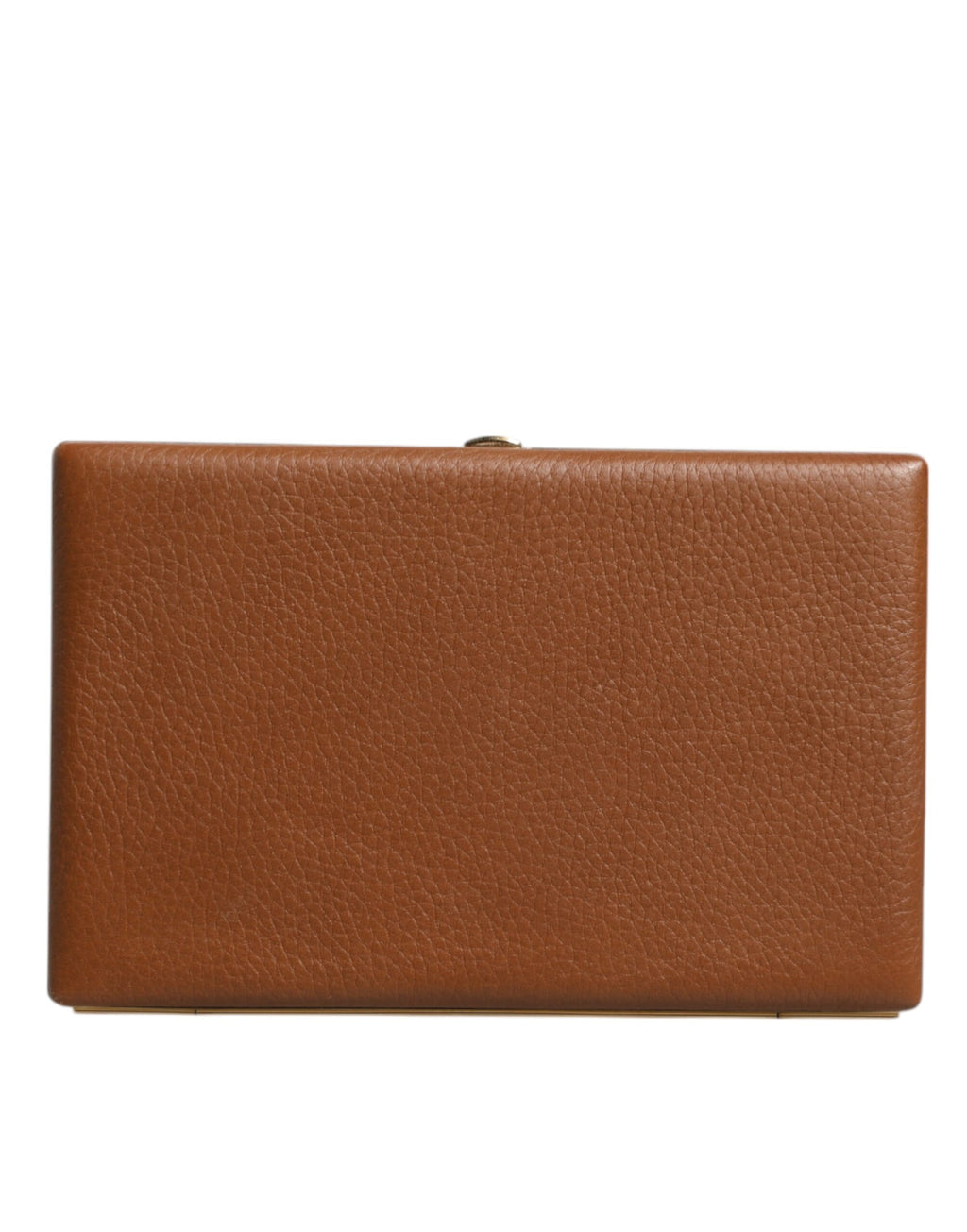 Pochette en cuir marron Dolce & Gabbana, sac de soirée croisé, avec détails élégants et finition raffinée.