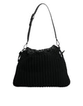 Sac à bandoulière en cachemire noir et cuir tissé de Dolce & Gabbana, élégant et sophistiqué, visible avec détails en cuir.