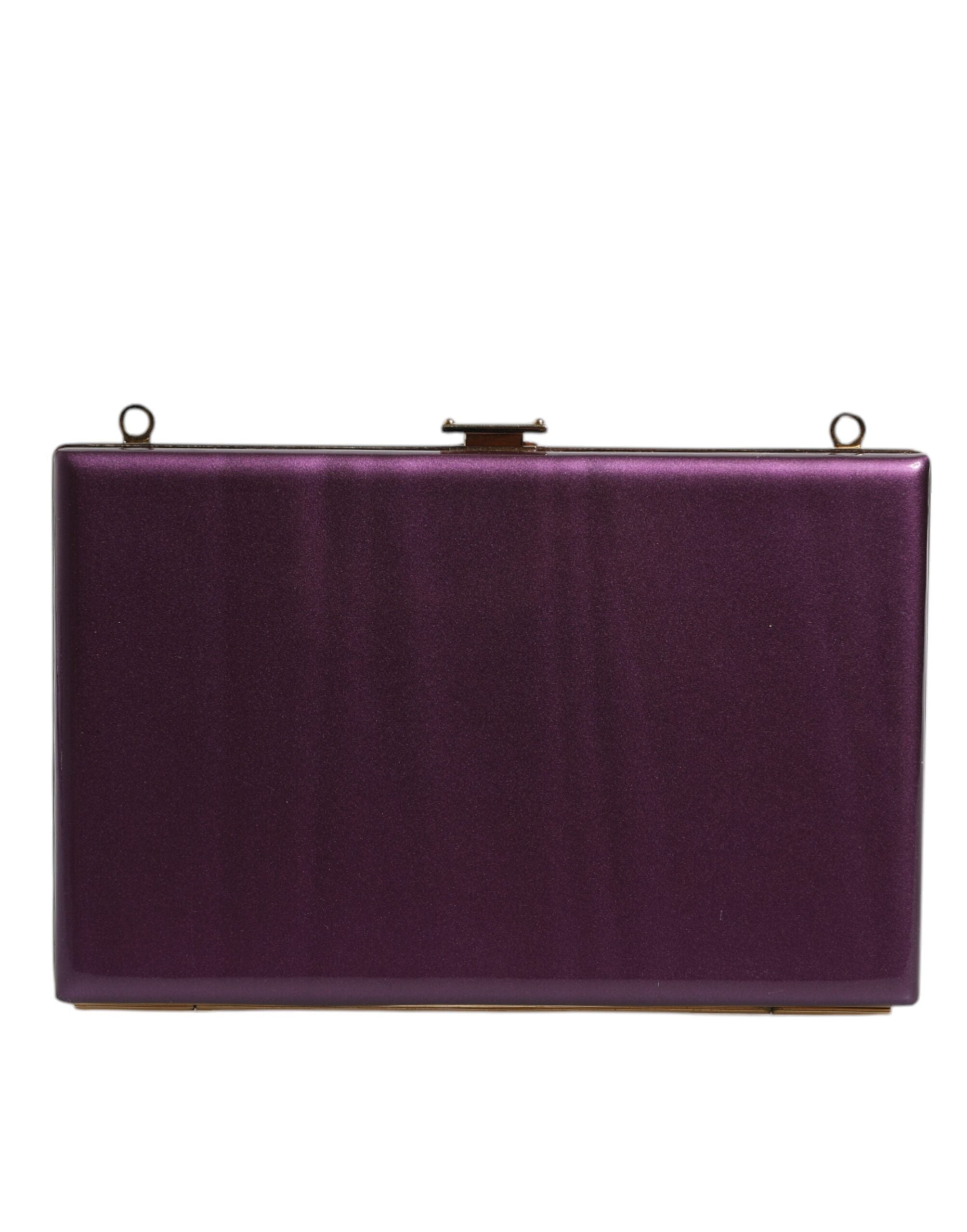 Sac clutch en cuir violet de soirée Dolce & Gabbana, sac à bandoulière élégant pour occasions spéciales.