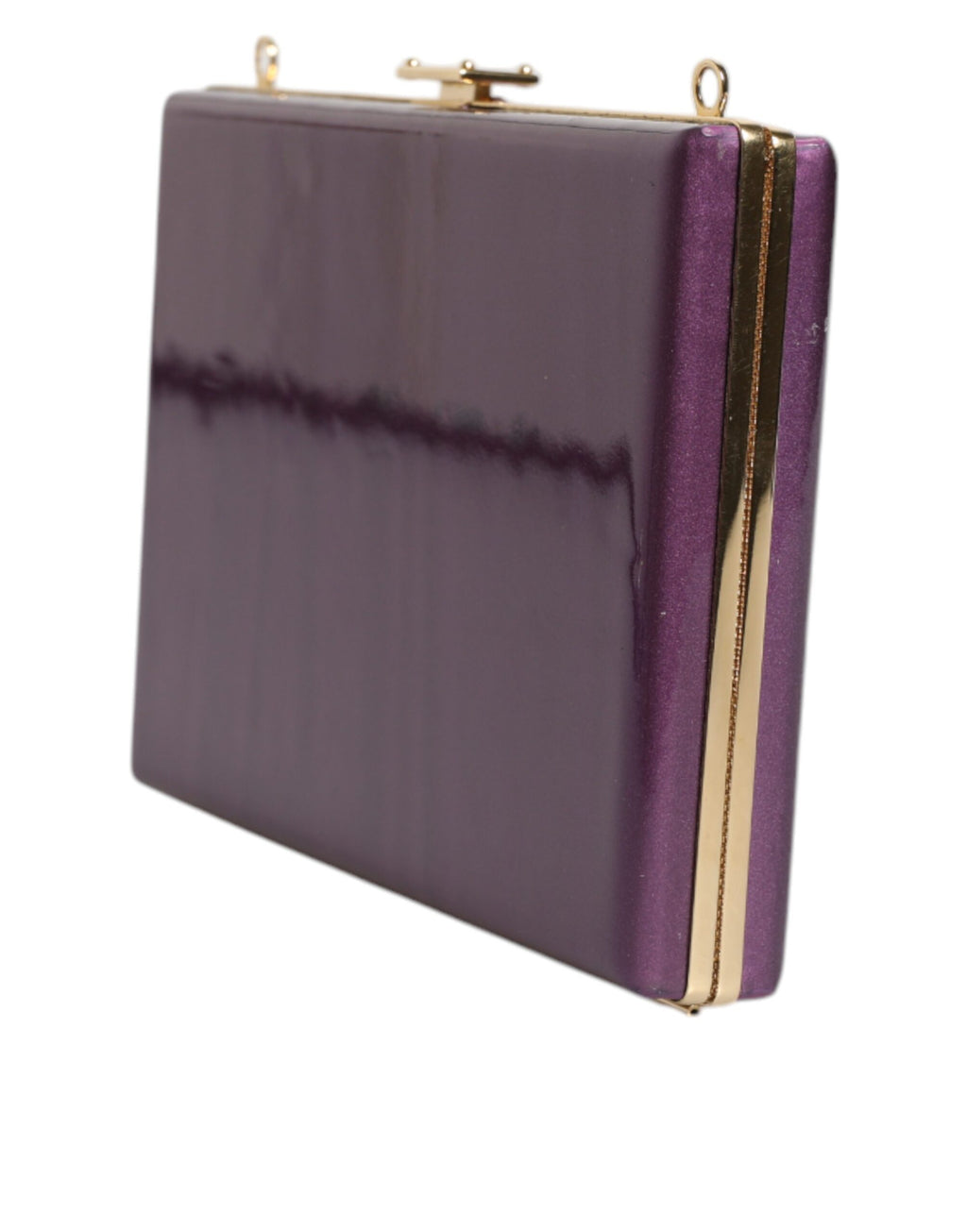 Petit sac clutch en cuir violet Dolce & Gabbana, idéal pour soirée, avec bandoulière et finition élégante.