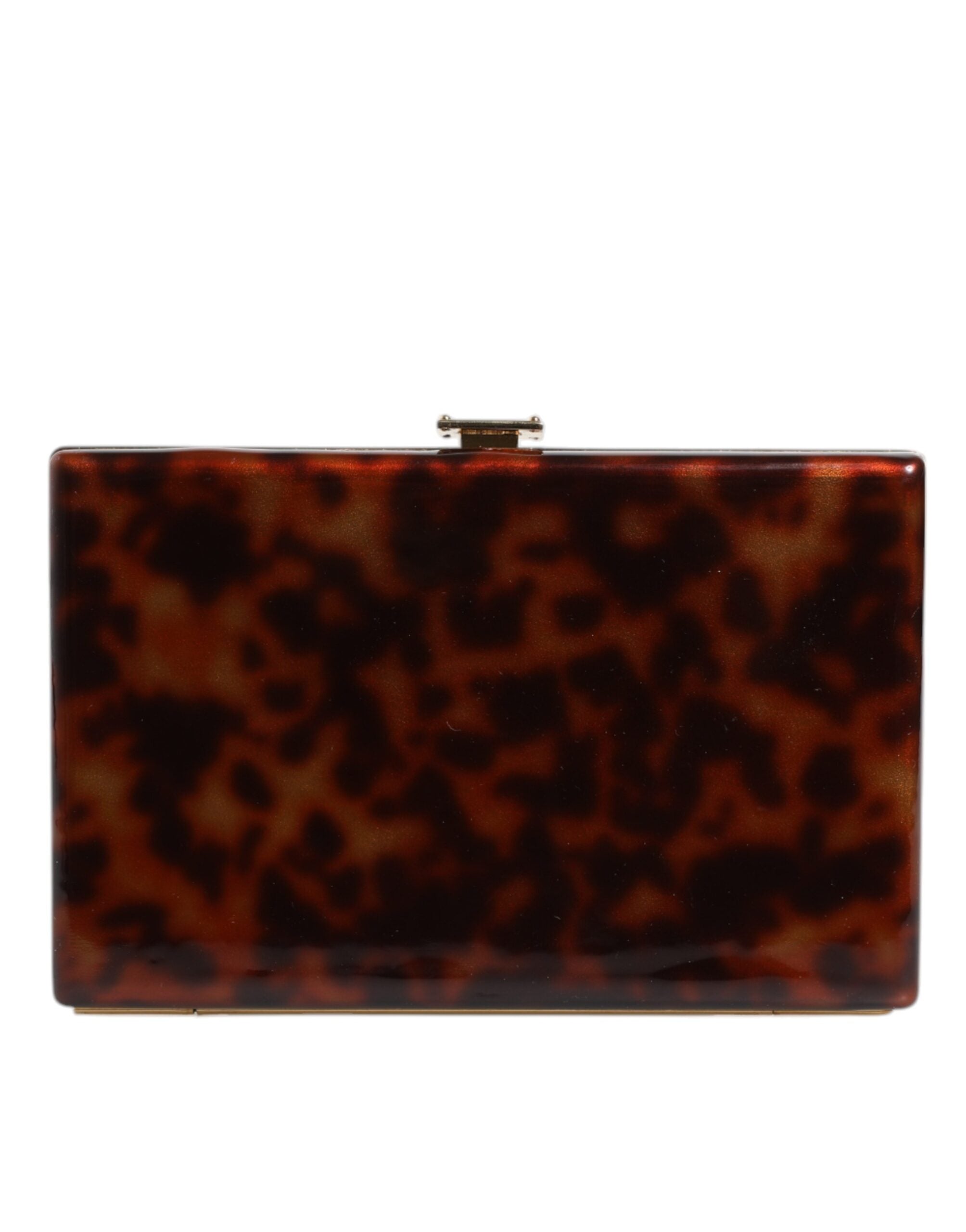 Pochette en cuir marron Dolce & Gabbana pour soirée, enfilée en bandoulière, avec détails élégants et finition raffinée.
