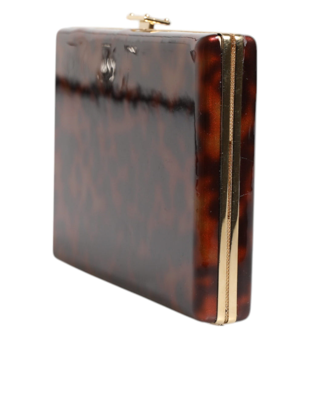 Sac clutch en cuir marron Dolce & Gabbana, pochette de soirée avec bandoulière pour femme, élégant et sophistiqué.