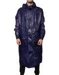 Imperméable à capuche en coton bleu foncé pour homme de Dolce & Gabbana, veste résistante à la pluie.