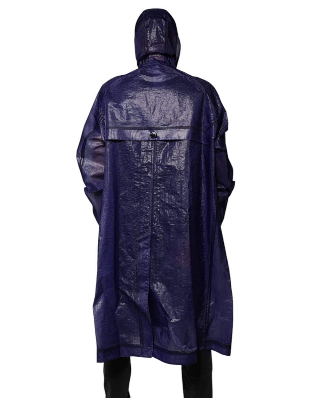Imperméable homme Dolce & Gabbana bleu foncé en coton avec capuche, veste de pluie élégante et décontractée.