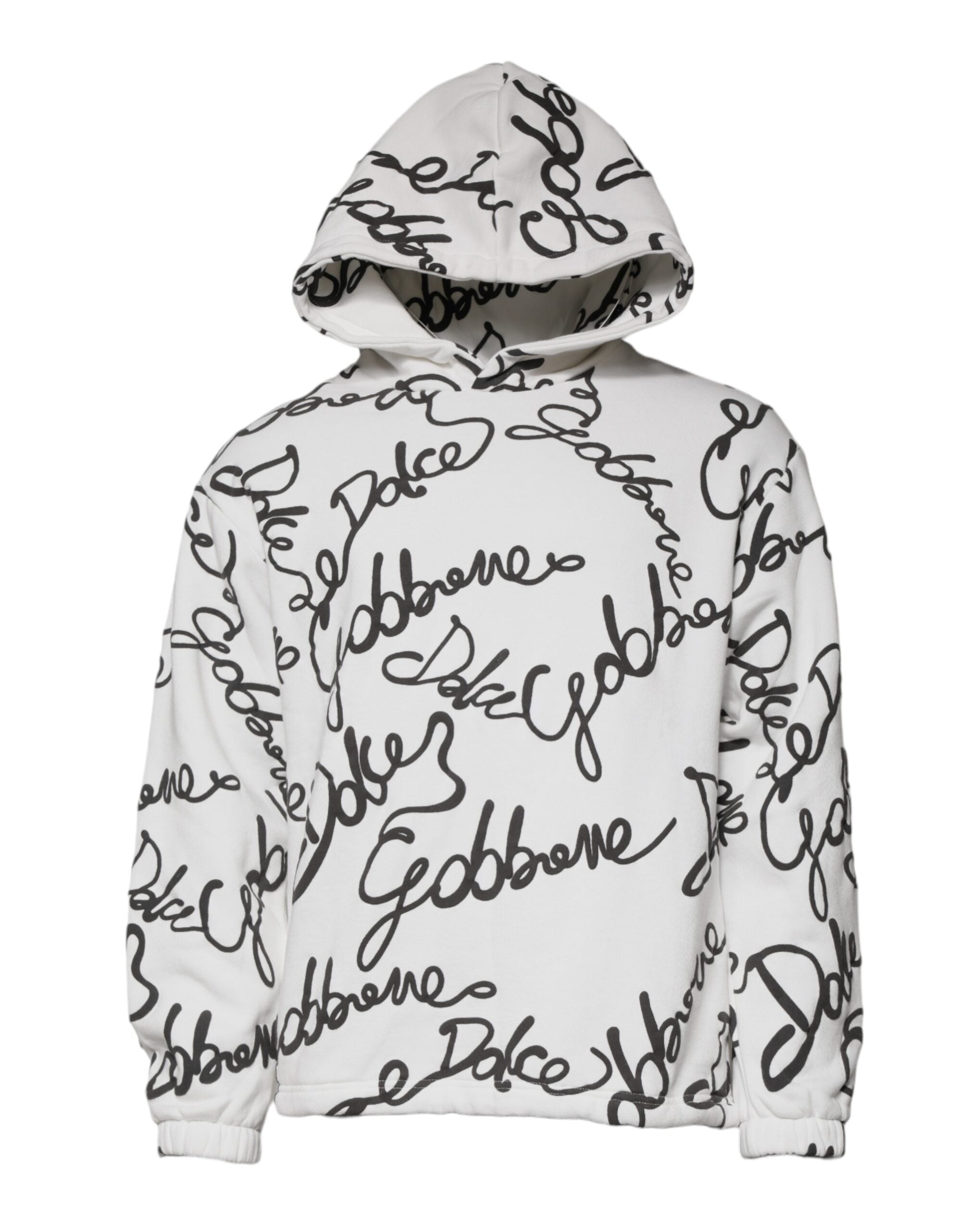 Sweat à capuche en coton blanc Dolce & Gabbana avec logo, doux et confortable, porté avec capuche et manches longues.