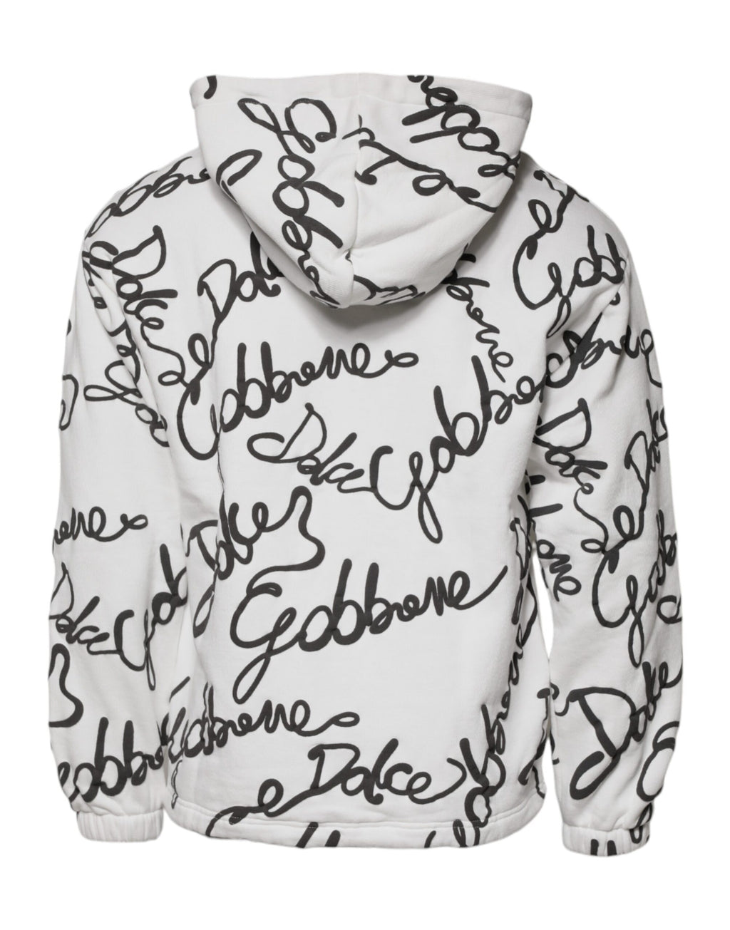 Sweat à capuche en coton blanc Dolce & Gabbana avec logo, manches longues et design décontracté, vue de face.
