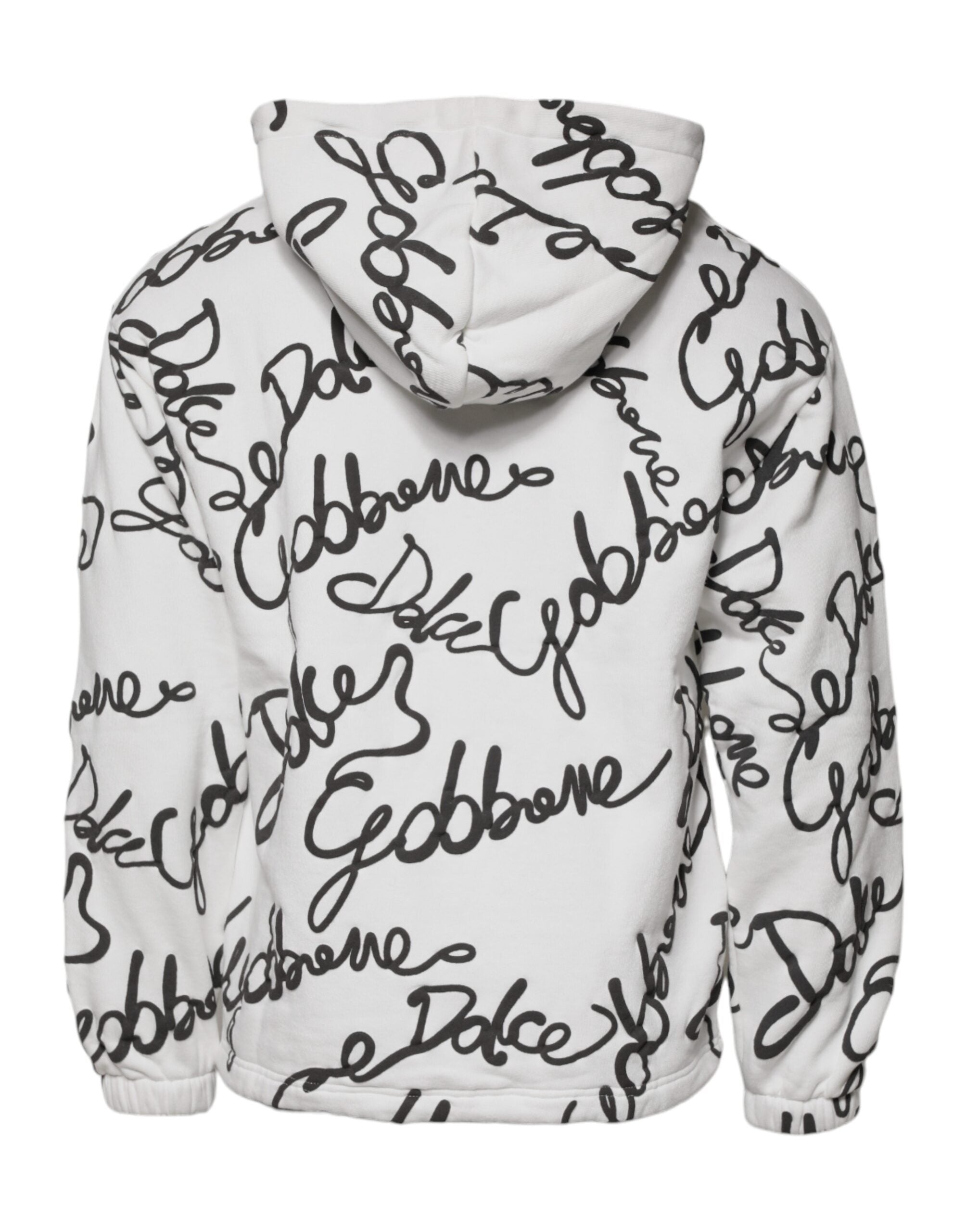 Sweat à capuche en coton blanc Dolce & Gabbana avec logo, manches longues et design décontracté, vue de face.