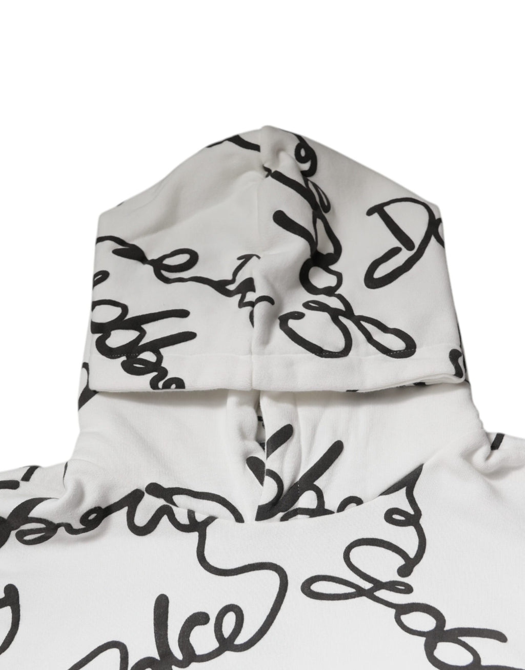 Sweat-shirt à capuche en coton blanc Dolce & Gabbana avec logo, manches longues et design élégant visible sur l'image.