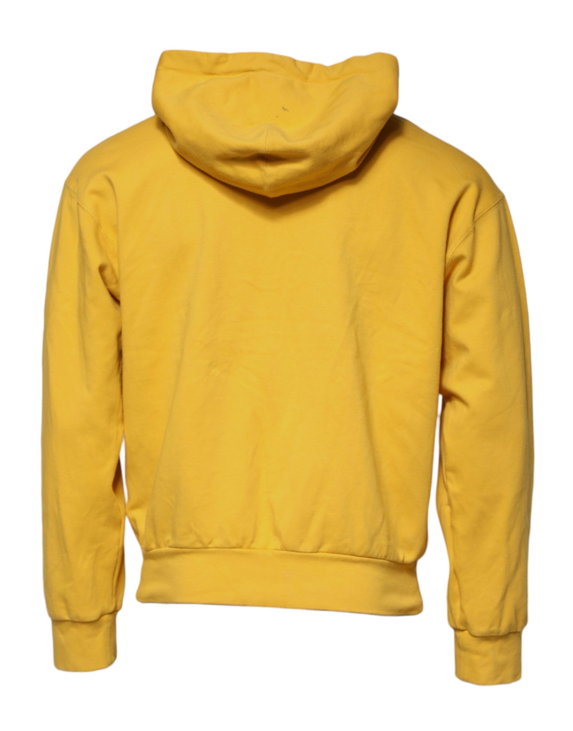 Sweat à capuche Dolce & Gabbana jaune avec logo, fermeture éclair complète, style décontracté et logo visible à l'avant.