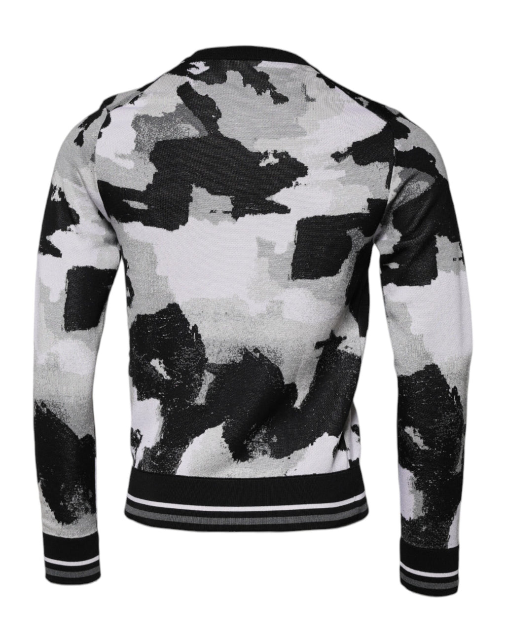 Pull-over homme Dolce & Gabbana à motif camouflage multicolore, col rond, pull en laine à la mode et confortable.